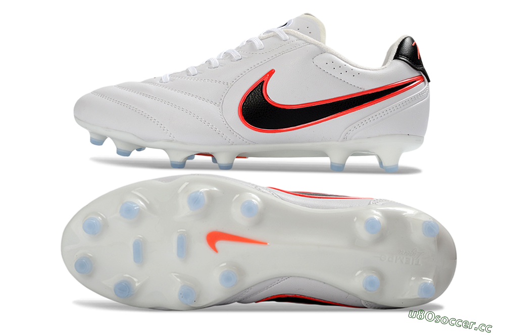 Men's Nike Tiempo Ligera Pro FG Firm Ground Low-Tops Football Boots - White/Neon Orange/Black 1