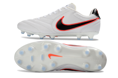 Men's Nike Tiempo Ligera Pro FG Firm Ground Low-Tops Football Boots - White/Neon Orange/Black