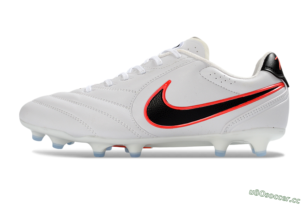 Men's Nike Tiempo Ligera Pro FG Firm Ground Low-Tops Football Boots - White/Neon Orange/Black 0