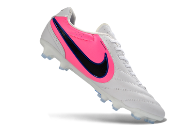 Men's Nike Tiempo Ligera Pro FG Firm Ground Low-Tops Football Boots - White/Electric Blue/Neon Pink