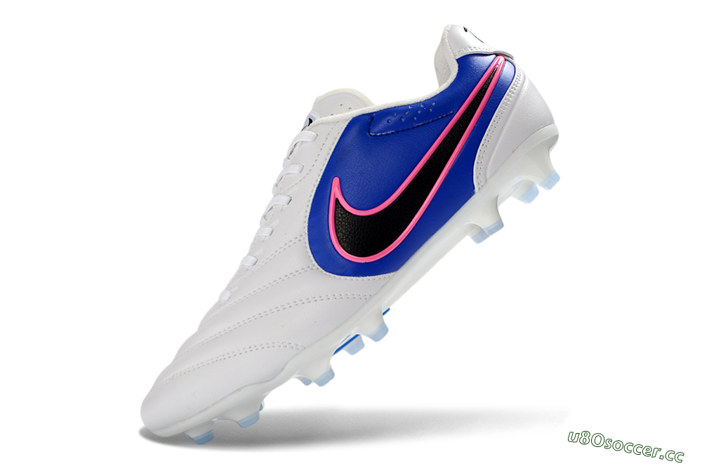 Men's Nike Tiempo Ligera Pro FG Firm Ground Low-Tops Football Boots - White/Electric Blue/Neon Pink 5