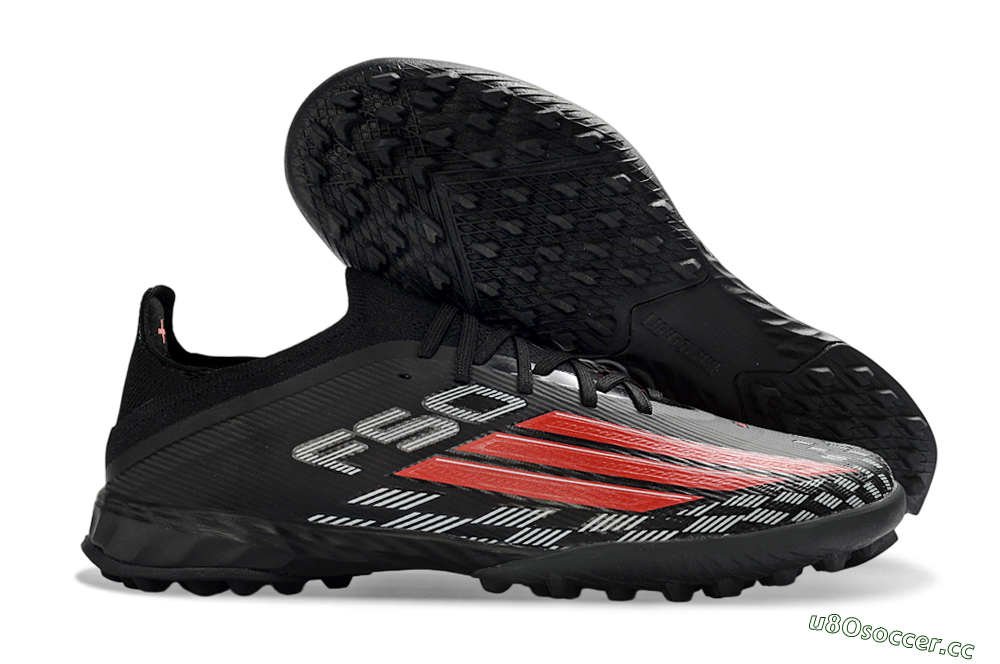 Unisex Adidas F50 Elite TF Artificial Turf Low-Tops Football Shoes - Black/Vibrant Red/Steel Grey 2