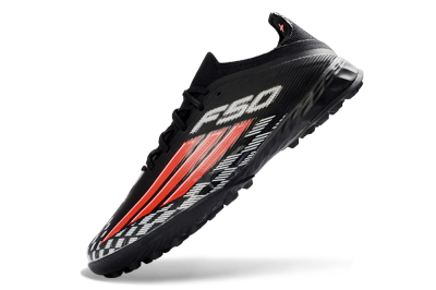 Unisex Adidas F50 Elite TF Artificial Turf Low-Tops Football Shoes - Black/Vibrant Red/Steel Grey