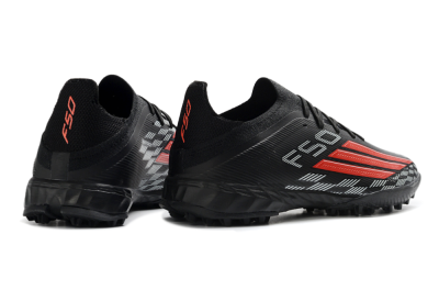 Unisex Adidas F50 Elite TF Artificial Turf Low-Tops Football Shoes - Black/Vibrant Red/Steel Grey