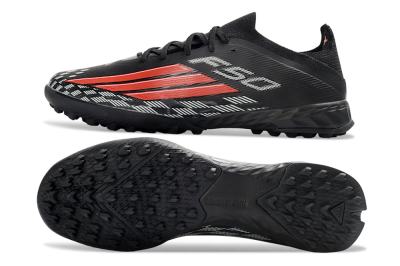 Unisex Adidas F50 Elite TF Artificial Turf Low-Tops Football Shoes - Black/Vibrant Red/Steel Grey