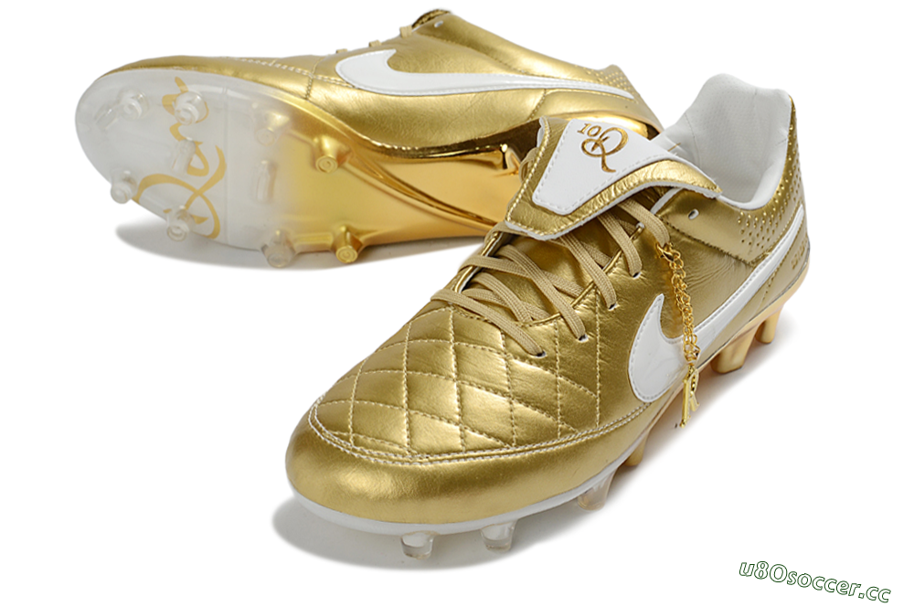 Men's Nike Tiempo Legend SE FG Firm Ground Low-Tops Football Boots - Gold/Royal Gold/Sleek White 3