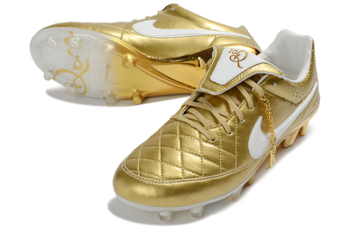 Men's Nike Tiempo Legend SE FG Firm Ground Low-Tops Football Boots - Gold/Royal Gold/Sleek White