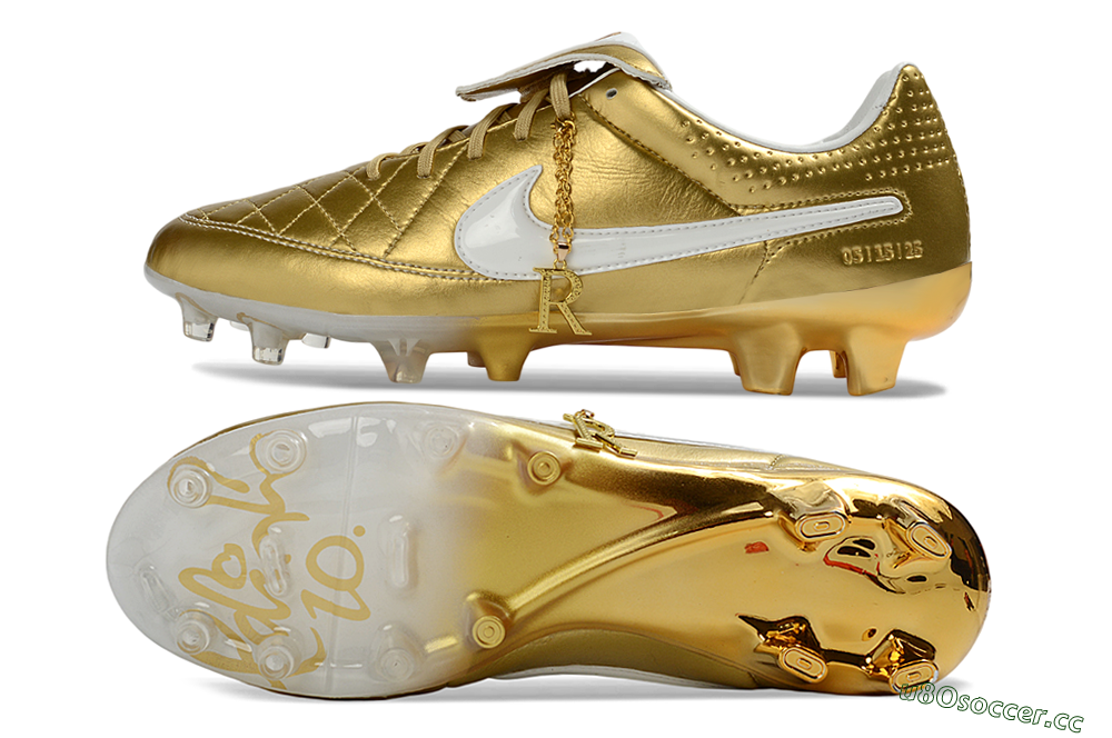 Men's Nike Tiempo Legend SE FG Firm Ground Low-Tops Football Boots - Gold/Royal Gold/Sleek White 1