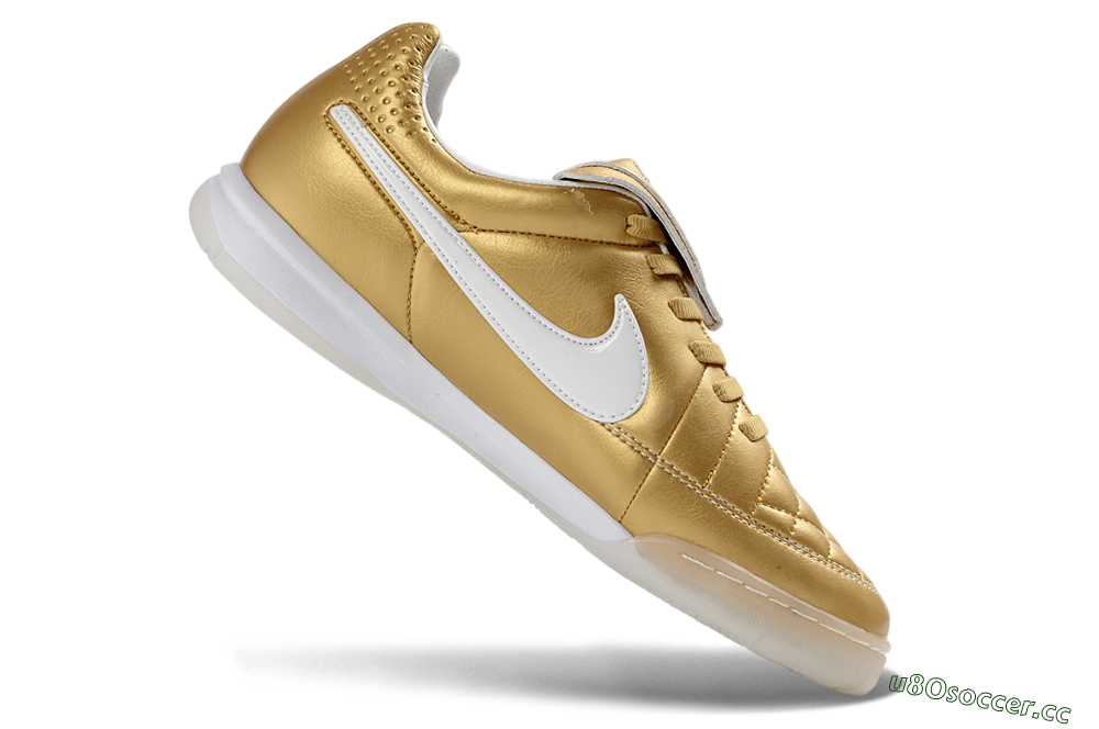 Men's Nike Tiempo Legend SE IC Indoor & Futsal Low-Tops Football Shoes - Gold/Metallic Gold/White 4