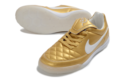 Men's Nike Tiempo Legend SE IC Indoor & Futsal Low-Tops Football Shoes - Gold/Metallic Gold/White