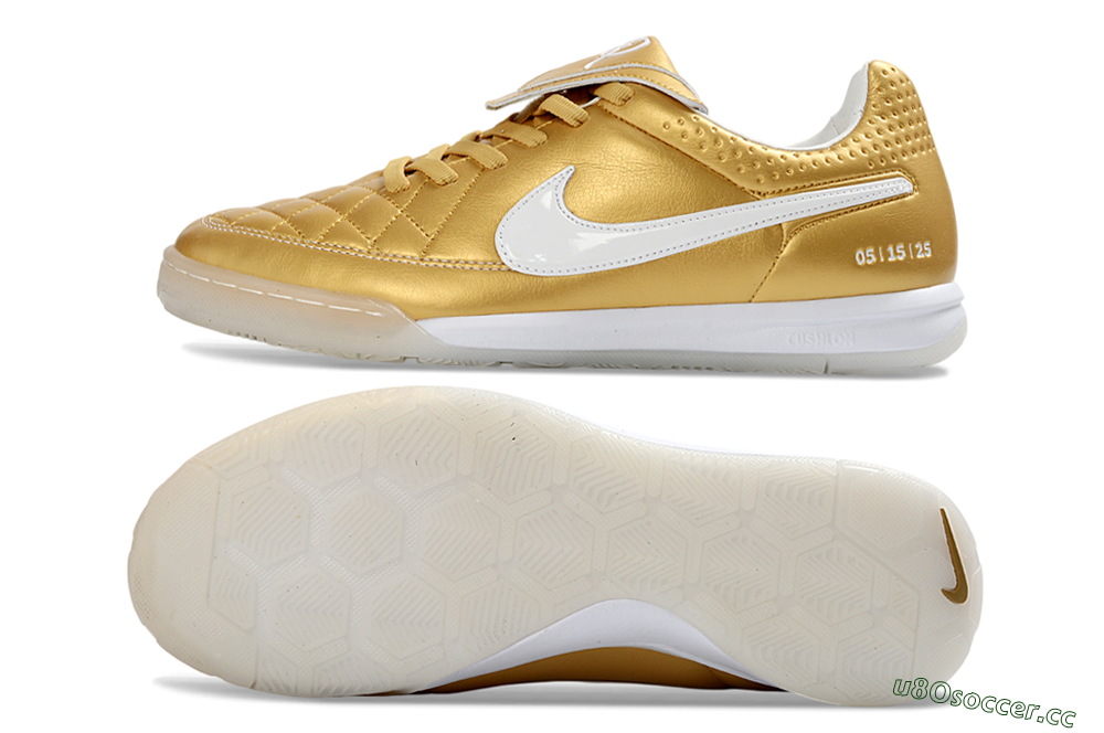 Men's Nike Tiempo Legend SE IC Indoor & Futsal Low-Tops Football Shoes - Gold/Metallic Gold/White 1