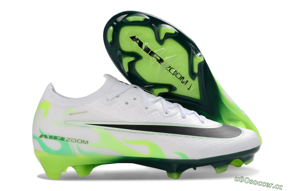 Unisex Nike Air Zoom Mercurial Vapor 16 Elite FG Firm Ground Low-Tops Football Boots - White/Electric Green/Black 2