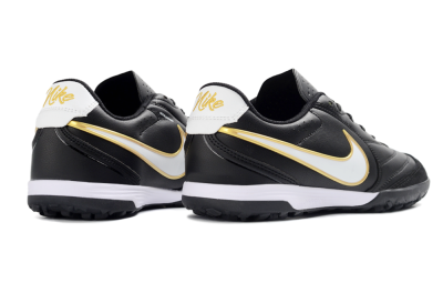 Men's Nike Tiempo Legend 11 Elite TF Artificial Turf Low-Tops Football Shoes - Black/Gold Accent/White Detail