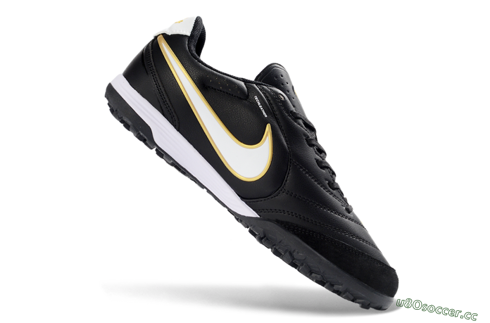 Men's Nike Tiempo Legend 11 Elite TF Artificial Turf Low-Tops Football Shoes - Black/Gold Accent/White Detail 4