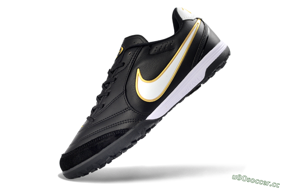 Men's Nike Tiempo Legend 11 Elite TF Artificial Turf Low-Tops Football Shoes - Black/Gold Accent/White Detail 5