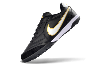 Men's Nike Tiempo Legend 11 Elite TF Artificial Turf Low-Tops Football Shoes - Black/Gold Accent/White Detail
