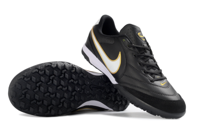 Men's Nike Tiempo Legend 11 Elite TF Artificial Turf Low-Tops Football Shoes - Black/Gold Accent/White Detail