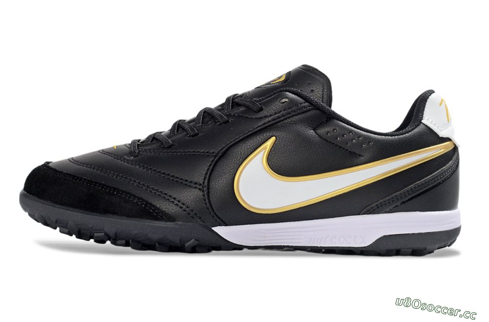 Men's Nike Tiempo Legend 11 Elite TF Artificial Turf Low-Tops Football Shoes - Black/Gold Accent/White Detail 0