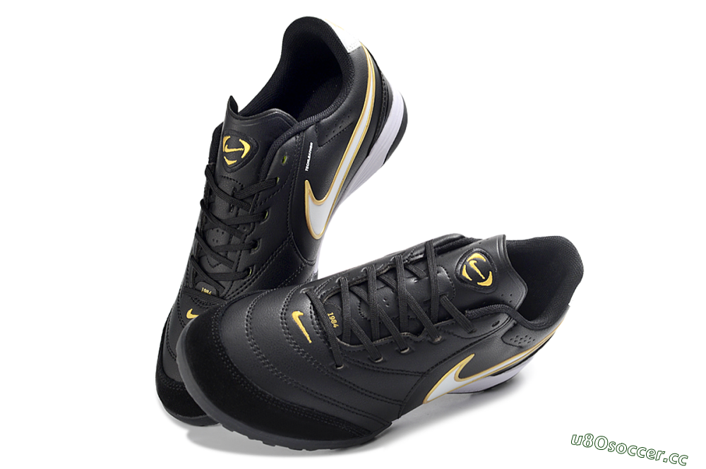 Men's Nike Tiempo Legend 11 Elite TF Artificial Turf Low-Tops Football Shoes - Black/Gold Accent/White Detail 3