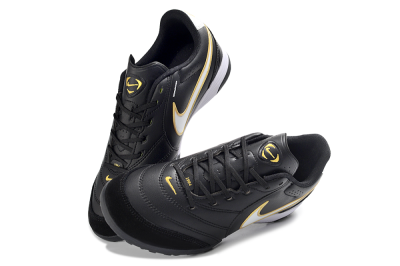 Men's Nike Tiempo Legend 11 Elite TF Artificial Turf Low-Tops Football Shoes - Black/Gold Accent/White Detail