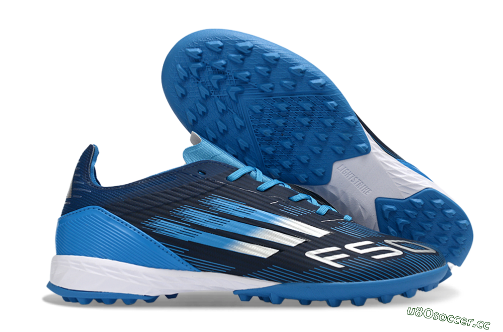 Unisex Adidas F50 Pro TF Artificial Turf Low-Tops Football Shoes - Blue/Electric Blue/Deep Navy 2