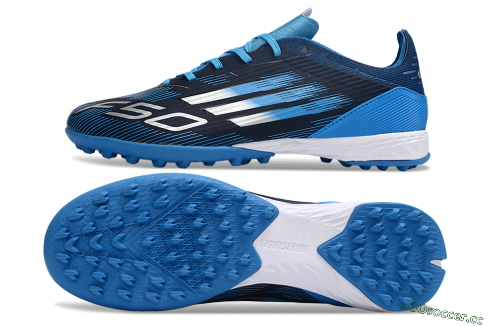 Unisex Adidas F50 Pro TF Artificial Turf Low-Tops Football Shoes - Blue/Electric Blue/Deep Navy 1