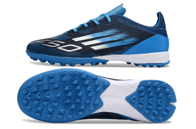 Unisex Adidas F50 Pro TF Artificial Turf Low-Tops Football Shoes - Blue/Electric Blue/Deep Navy