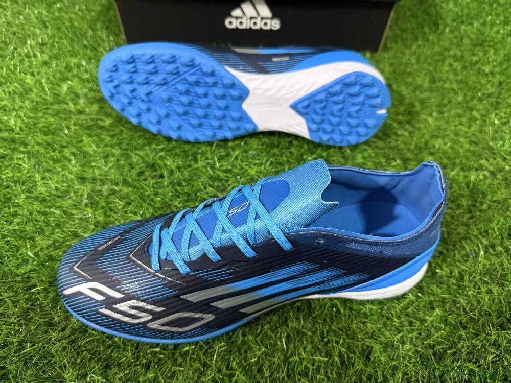 Unisex Adidas F50 Pro TF Artificial Turf Low-Tops Football Shoes - Blue/Electric Blue/Deep Navy