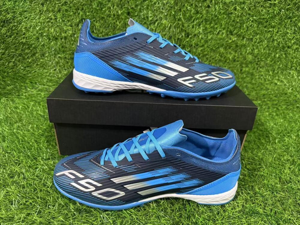 Unisex Adidas F50 Pro TF Artificial Turf Low-Tops Football Shoes - Blue/Electric Blue/Deep Navy