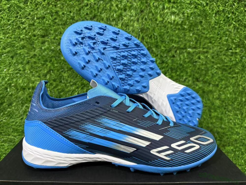 Unisex Adidas F50 Pro TF Artificial Turf Low-Tops Football Shoes - Blue/Electric Blue/Deep Navy