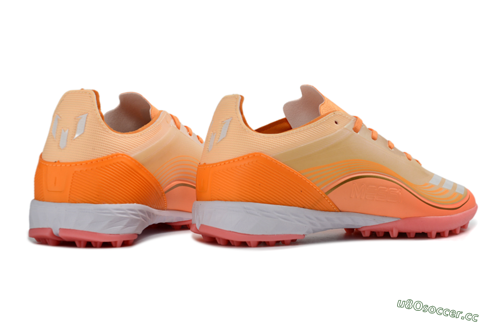 Unisex Messi x Adidas F50 Pro TF Artificial Turf Low-Tops Football Shoes - Orange/Coral Blaze/Pink Burst 7
