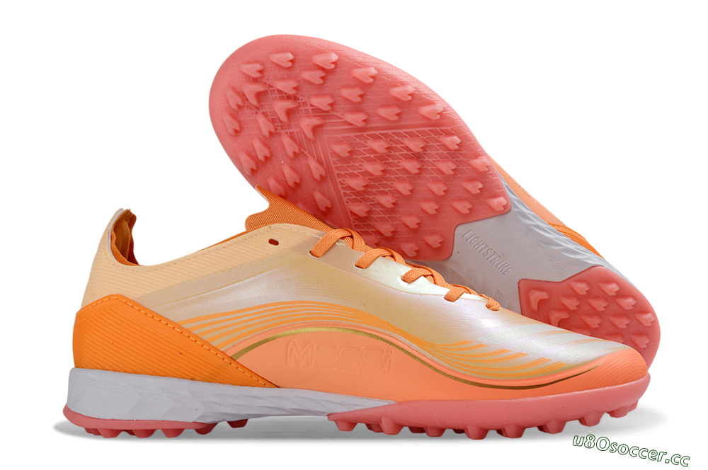 Unisex Messi x Adidas F50 Pro TF Artificial Turf Low-Tops Football Shoes - Orange/Coral Blaze/Pink Burst 2