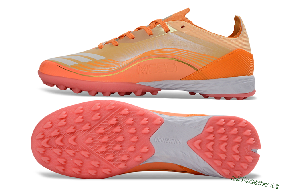 Unisex Messi x Adidas F50 Pro TF Artificial Turf Low-Tops Football Shoes - Orange/Coral Blaze/Pink Burst 1