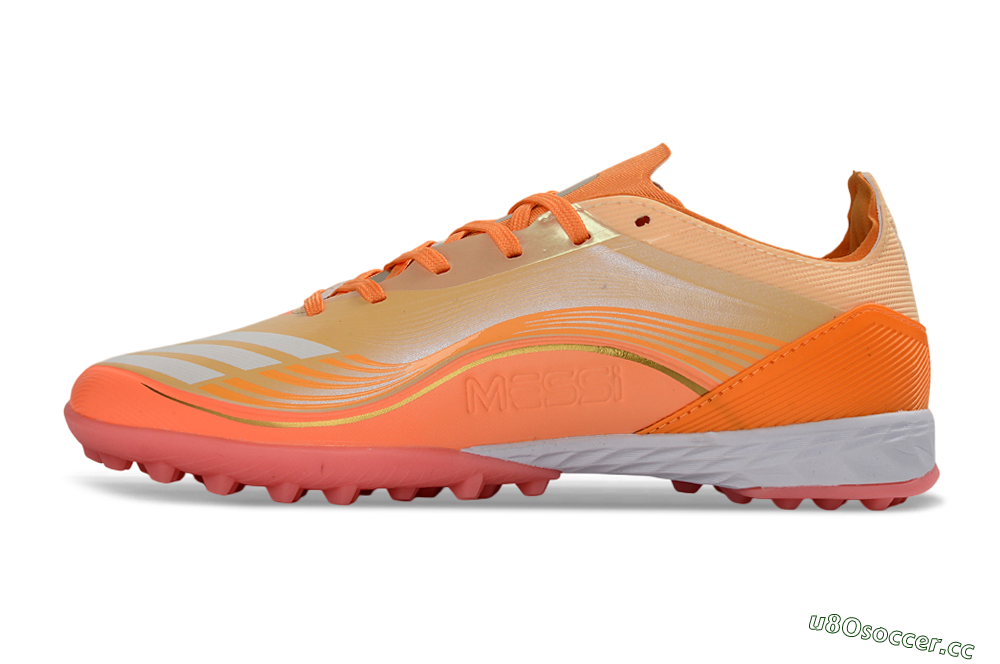 Unisex Messi x Adidas F50 Pro TF Artificial Turf Low-Tops Football Shoes - Orange/Coral Blaze/Pink Burst 0