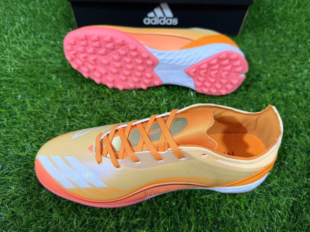 Unisex Messi x Adidas F50 Pro TF Artificial Turf Low-Tops Football Shoes - Orange/Coral Blaze/Pink Burst