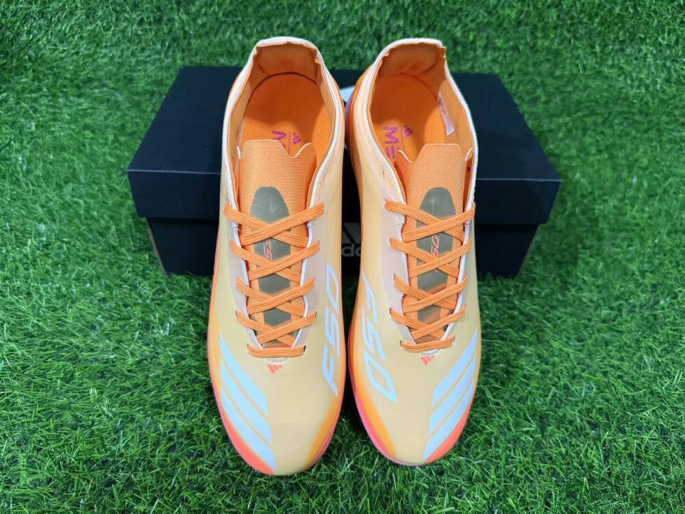 Unisex Messi x Adidas F50 Pro TF Artificial Turf Low-Tops Football Shoes - Orange/Coral Blaze/Pink Burst