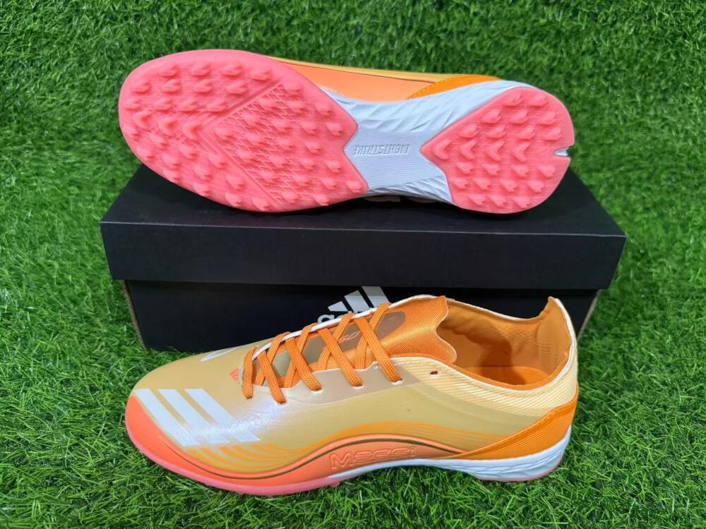 Unisex Messi x Adidas F50 Pro TF Artificial Turf Low-Tops Football Shoes - Orange/Coral Blaze/Pink Burst