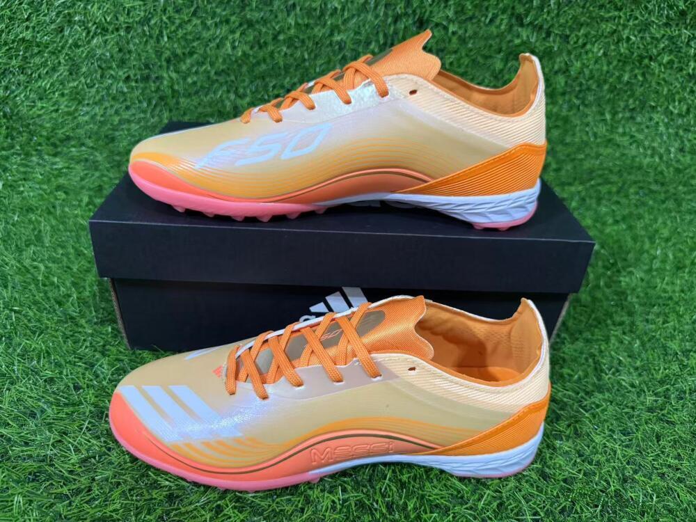 Unisex Messi x Adidas F50 Pro TF Artificial Turf Low-Tops Football Shoes - Orange/Coral Blaze/Pink Burst
