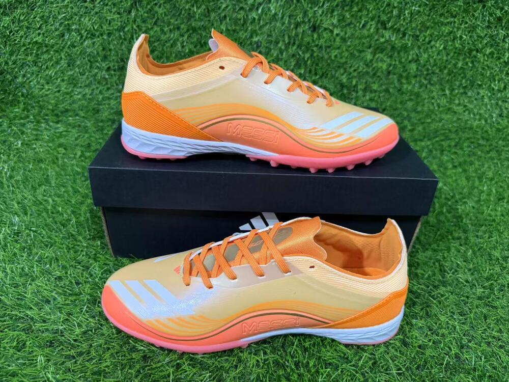 Unisex Messi x Adidas F50 Pro TF Artificial Turf Low-Tops Football Shoes - Orange/Coral Blaze/Pink Burst