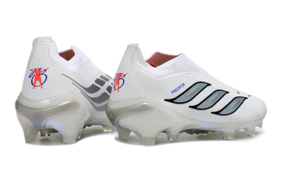 Unisex Adidas Predator 26 Elite Laceless FG Firm Ground Low-Tops Football Boots - White/Iridium Silver/Black