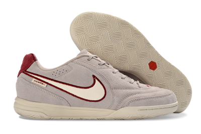 Unisex Nike Tiempo Streetgato Prm IC Indoor & Futsal Low-Tops Football Shoes - Gray/Maroon/Beige