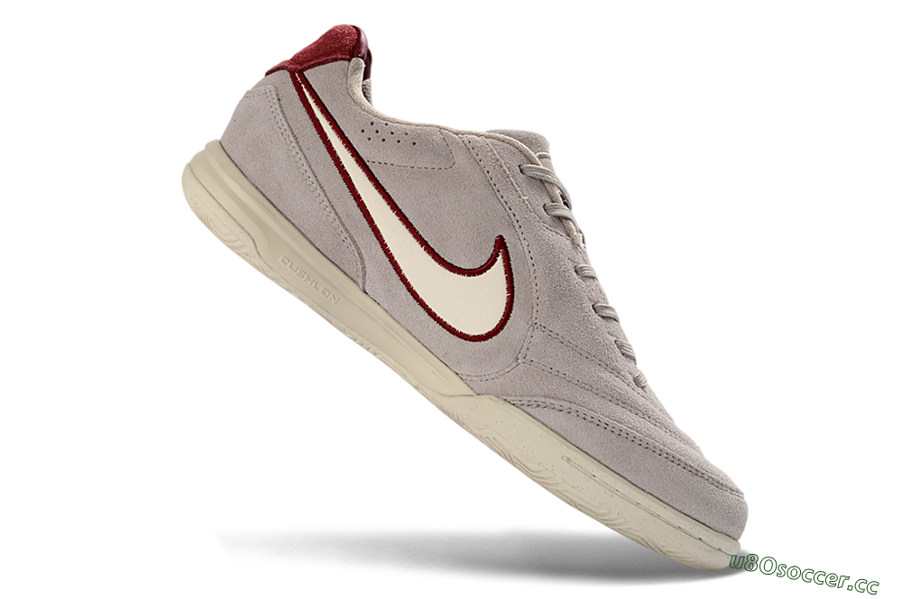 Unisex Nike Tiempo Streetgato Prm IC Indoor & Futsal Low-Tops Football Shoes - Gray/Maroon/Beige 4