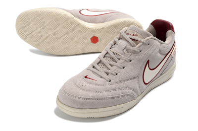 Unisex Nike Tiempo Streetgato Prm IC Indoor & Futsal Low-Tops Football Shoes - Gray/Maroon/Beige