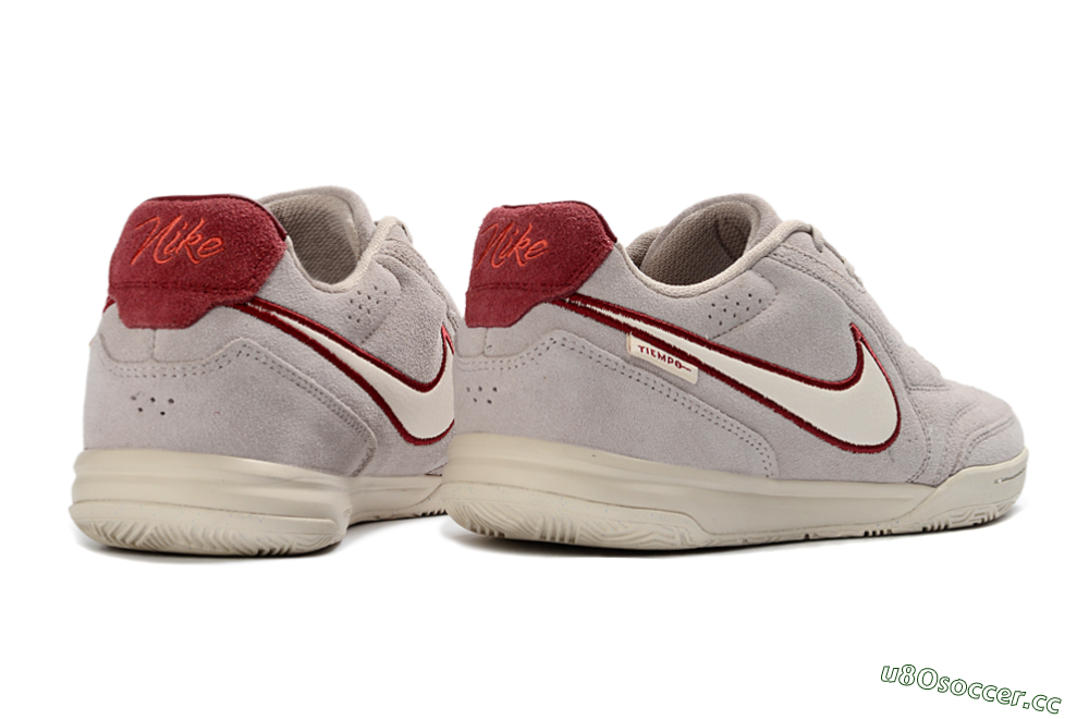 Unisex Nike Tiempo Streetgato Prm IC Indoor & Futsal Low-Tops Football Shoes - Gray/Maroon/Beige 6