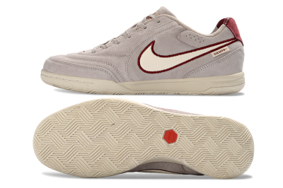 Unisex Nike Tiempo Streetgato Prm IC Indoor & Futsal Low-Tops Football Shoes - Gray/Maroon/Beige