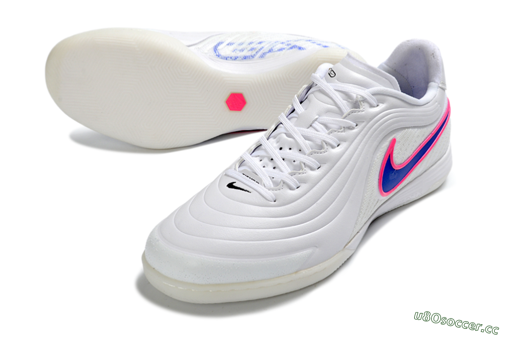 Unisex Nike Tiempo Legend 11 Pro IC Indoor & Futsal Low-Tops Football Shoes - White/Electric Pink/Deep Blue 3