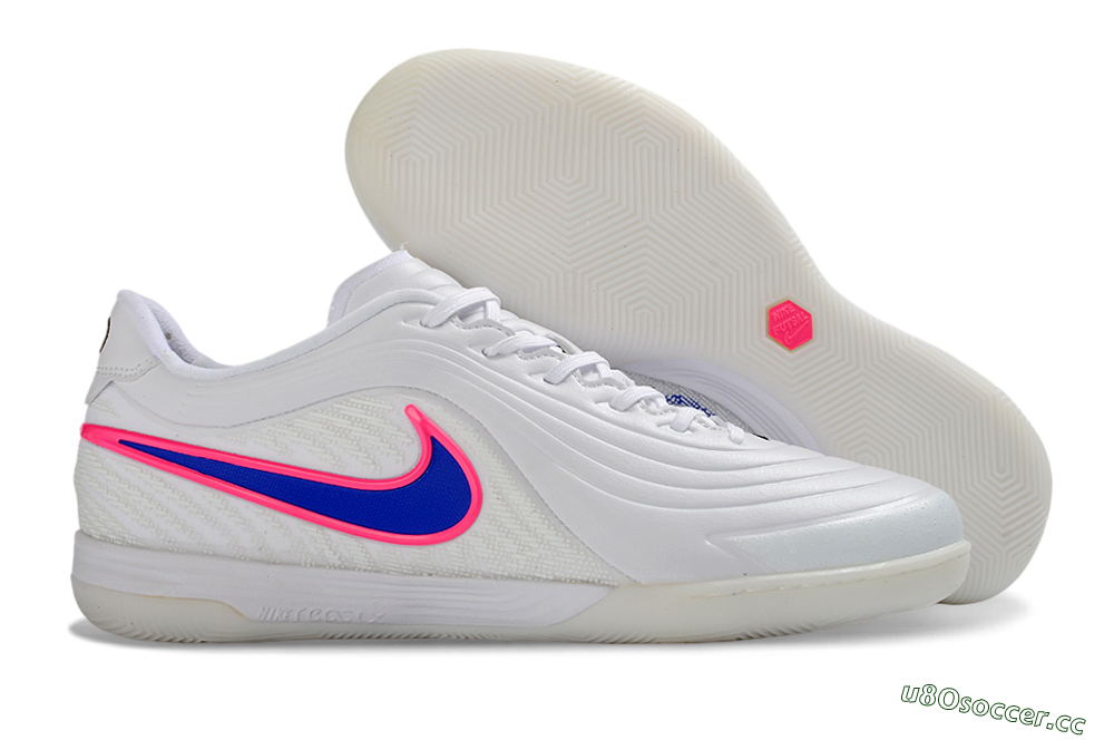 Unisex Nike Tiempo Legend 11 Pro IC Indoor & Futsal Low-Tops Football Shoes - White/Electric Pink/Deep Blue 2