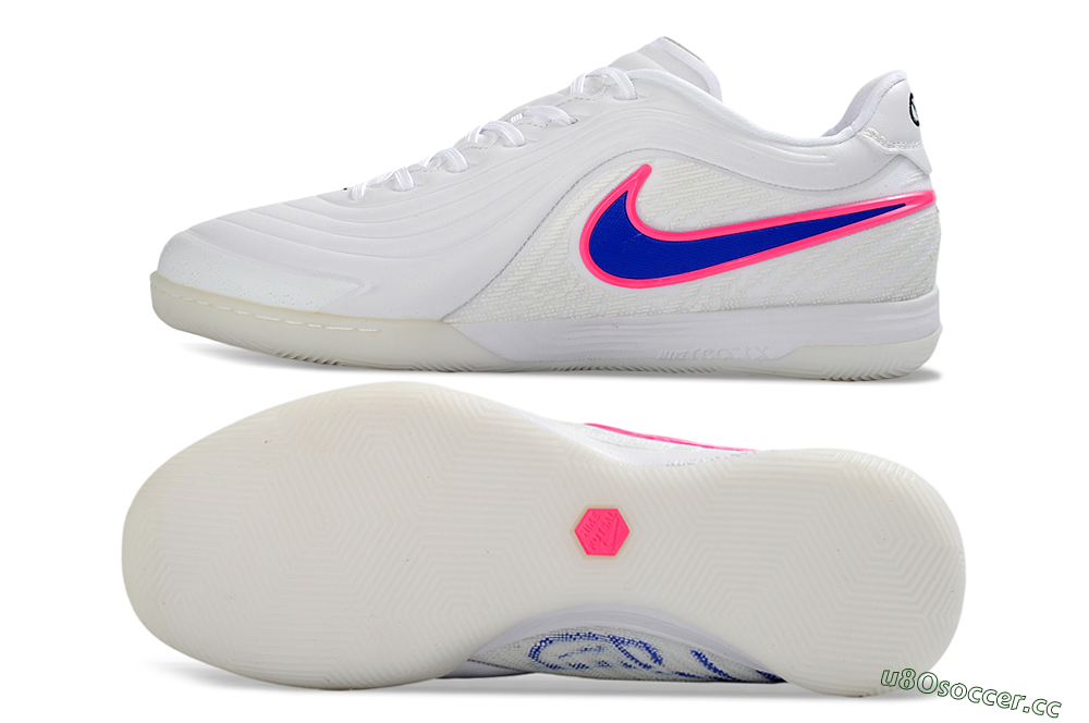 Unisex Nike Tiempo Legend 11 Pro IC Indoor & Futsal Low-Tops Football Shoes - White/Electric Pink/Deep Blue 1