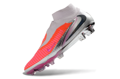 Unisex Nike Phantom 6 Elite High FG Firm Ground Low-Tops Football Boots - Pink/Vibrant Neon/Soft Silver