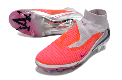 Unisex Nike Phantom 6 Elite High FG Firm Ground Low-Tops Football Boots - Pink/Vibrant Neon/Soft Silver